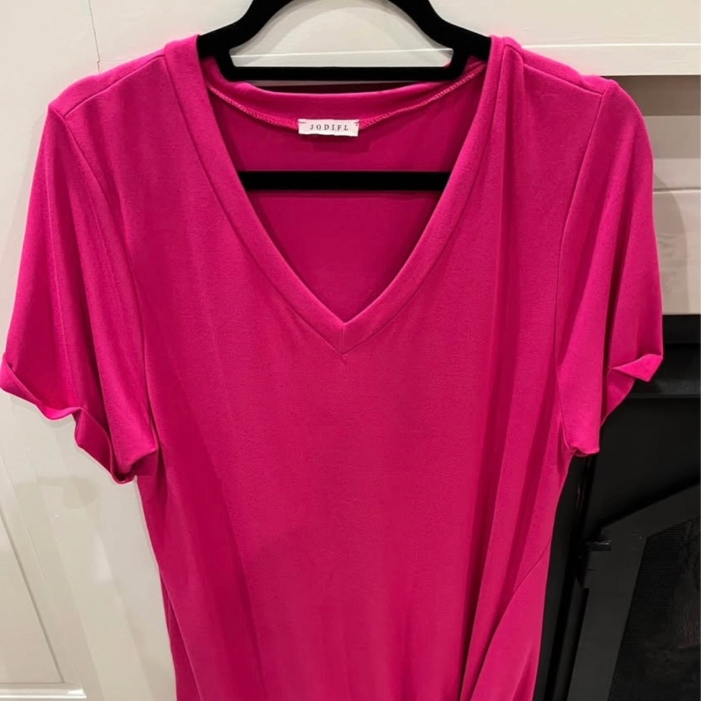 Jodifil hot pink dress size medium-34” long-19” across chest